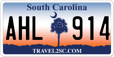 SC license plate AHL914