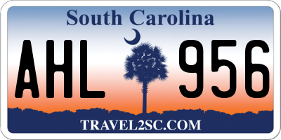 SC license plate AHL956