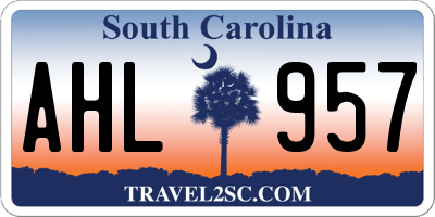 SC license plate AHL957