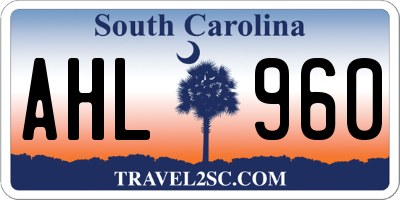 SC license plate AHL960