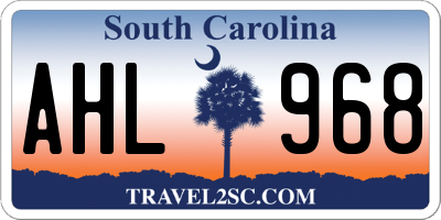 SC license plate AHL968