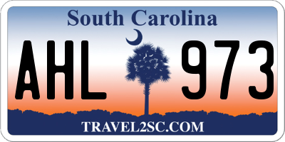 SC license plate AHL973