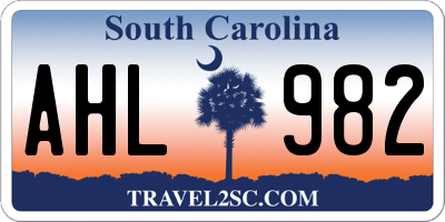 SC license plate AHL982