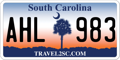 SC license plate AHL983