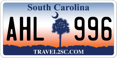 SC license plate AHL996