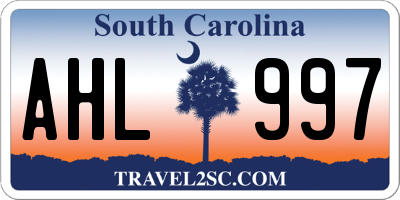 SC license plate AHL997