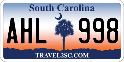 SC license plate AHL998