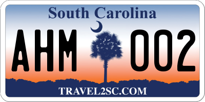SC license plate AHM002