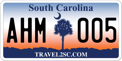SC license plate AHM005