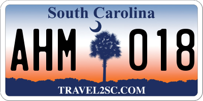 SC license plate AHM018