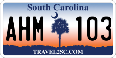 SC license plate AHM103