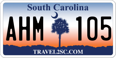 SC license plate AHM105