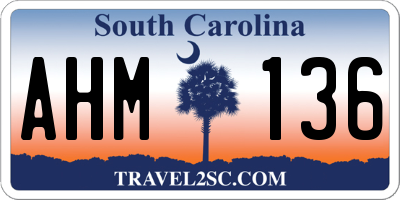 SC license plate AHM136