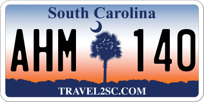 SC license plate AHM140