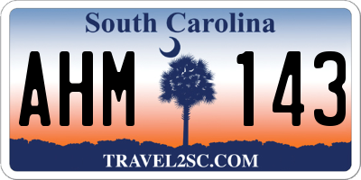 SC license plate AHM143