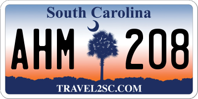SC license plate AHM208