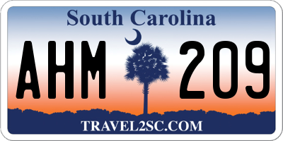 SC license plate AHM209