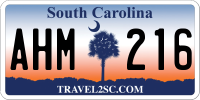 SC license plate AHM216