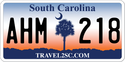 SC license plate AHM218