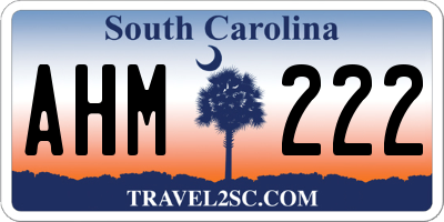SC license plate AHM222