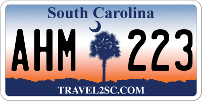 SC license plate AHM223
