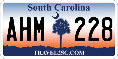 SC license plate AHM228