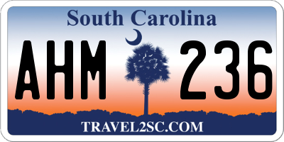SC license plate AHM236