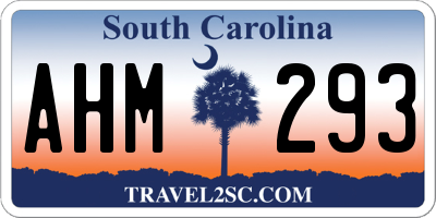 SC license plate AHM293