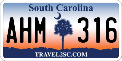 SC license plate AHM316