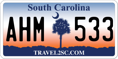 SC license plate AHM533