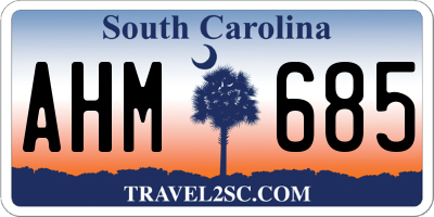 SC license plate AHM685