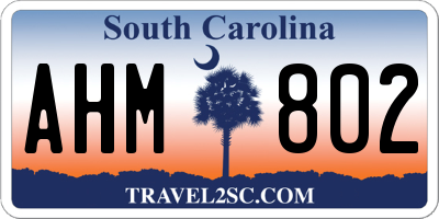 SC license plate AHM802
