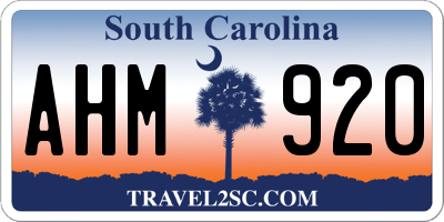 SC license plate AHM920