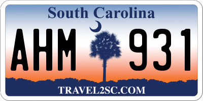 SC license plate AHM931