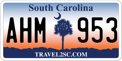 SC license plate AHM953