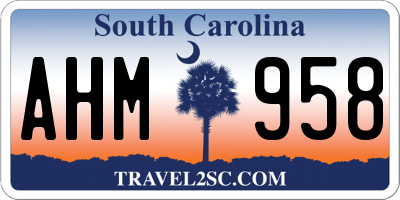 SC license plate AHM958