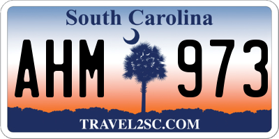 SC license plate AHM973