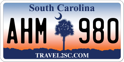 SC license plate AHM980