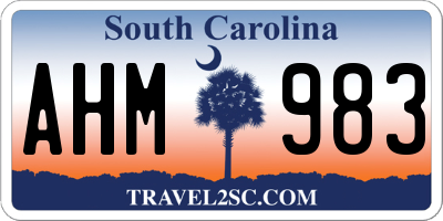 SC license plate AHM983