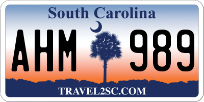 SC license plate AHM989