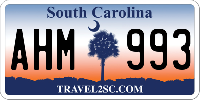SC license plate AHM993