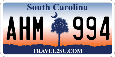 SC license plate AHM994