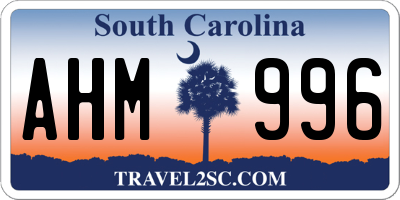 SC license plate AHM996