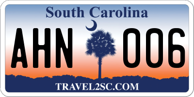 SC license plate AHN006