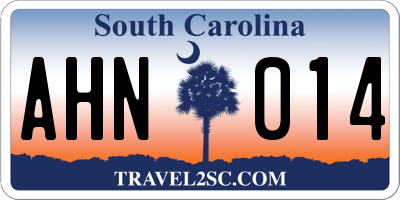 SC license plate AHN014