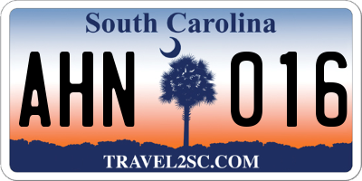 SC license plate AHN016