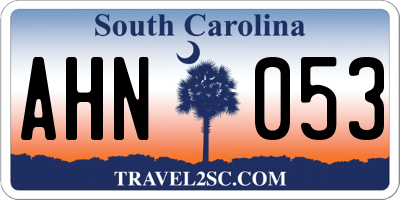 SC license plate AHN053