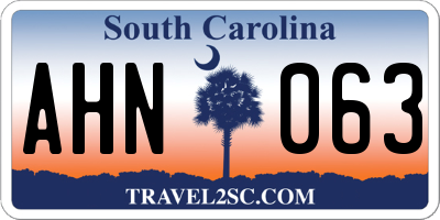 SC license plate AHN063