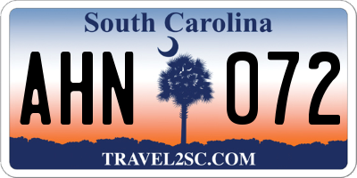 SC license plate AHN072