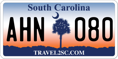 SC license plate AHN080